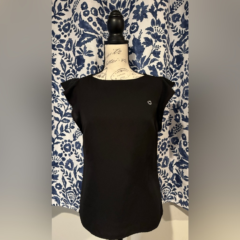Butterfly Sleeve Beautiful Black Top Lands’ End Chase